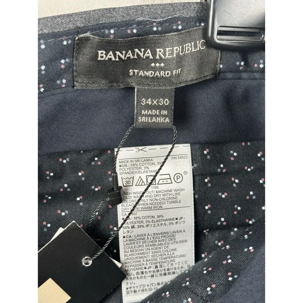 Banana Republic Dress Pants Mens Size 34x30 Gray NWT Standard Stretch Fit